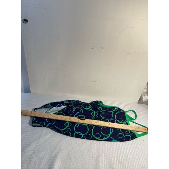 Waterproof swimsuit size 10 blue green circles rn#93411 size 36 - Picture 6 of 7